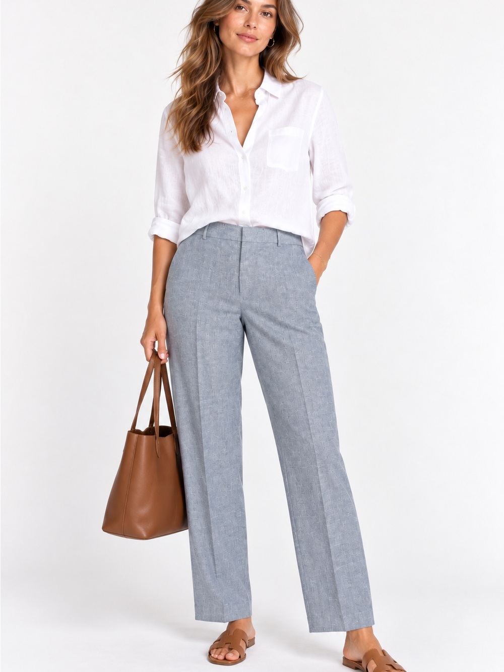 Lafayette 148 Wool Linen Silk Dress Pants Women 22w Light Blue Straight Classic